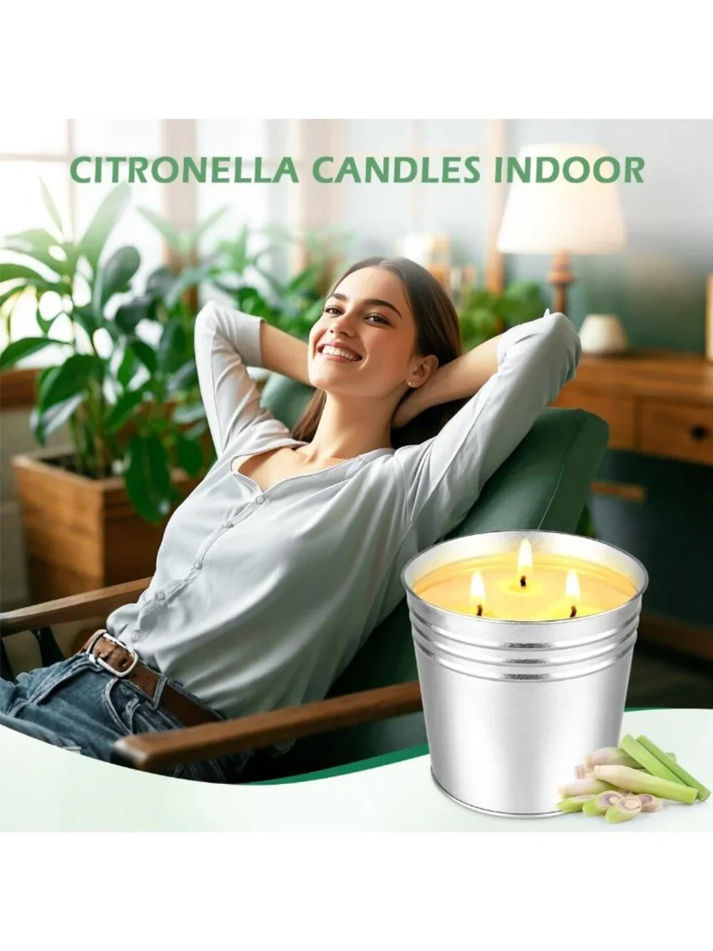 Large 30oz Citronella Candles - 3-Wick Outdoor/Indoor, Long-Lasting for Patio